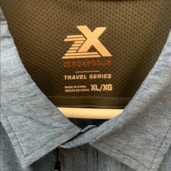 ZEROXPOSUR XL  Blue Casual Button Down Shirt: BNWT - Picture 2 of 4